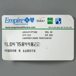 Insurance Card, Recovered
